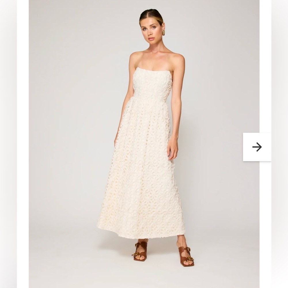 Line & Dot Aris Strapless Maxi Dress Cream Textured Lace NWT Size S Bridal 🤍